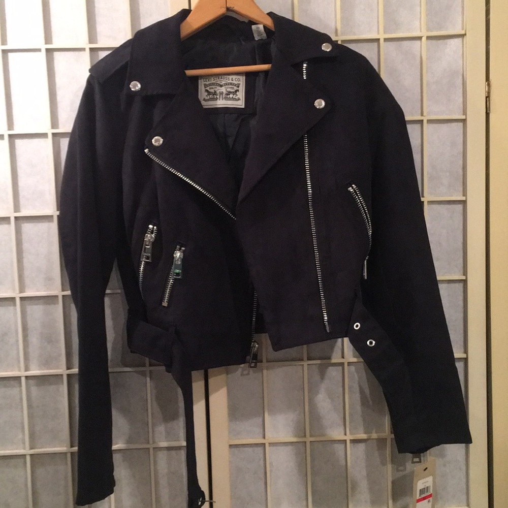 B New $200 Value Levi’s Navy Suede Biker Jacket